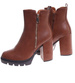 Karmelowe botki damskie na grubym obcasie /B6-2 18402 G284/