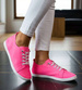 Fuksjowe sznurowane trampki damskie /E7-2 16214 T238/