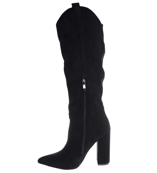 Klasyczne czarne kozaki damskie do kolan /F5-1 18341 T563/