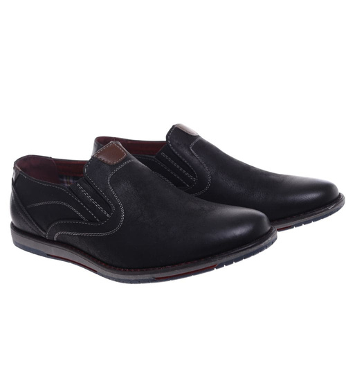 Wsuwane męskie czarne półbuty ost489