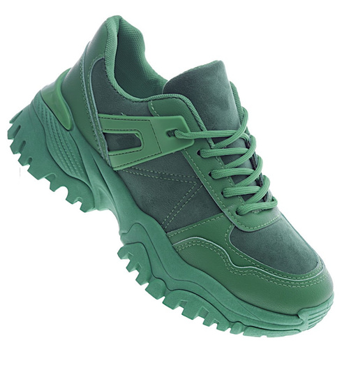 Wiązane sportowe buty damskie zielone /F2-3 131687 T499/