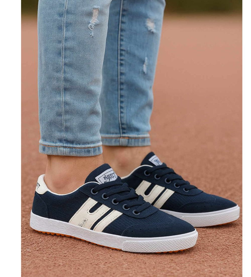 Sznurowane granatowe trampki halówki /B2-1 17187 T055/