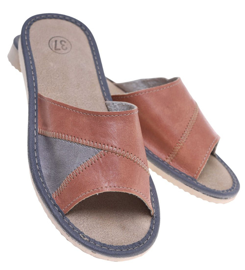 Szaro brązowe klapki domowe /G13-1 10934 S195/