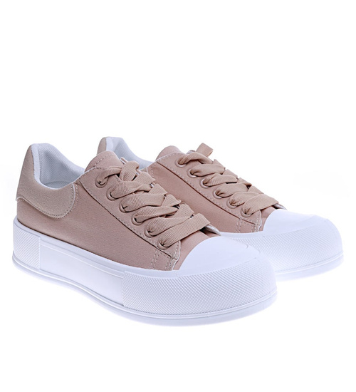 Damskie trampki sneakersy na platformie KHAKI /E8-3 14726 T214/