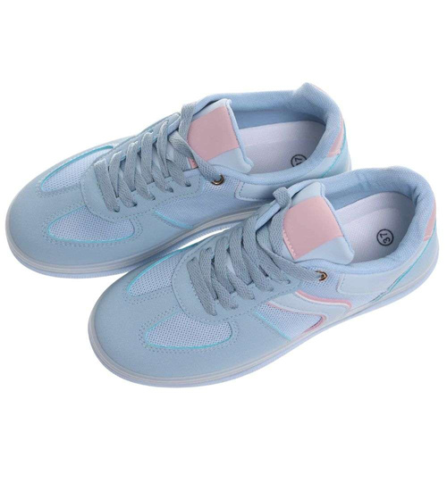 Wiązane snekaersy damskie niebieskie pastelowe /F10-1 18826 G455/