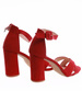 Czerwone damskie sandały na obcasie ost389