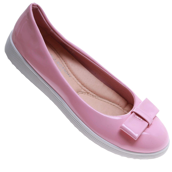 Różowe pastelowe balerinki damskie z kokardą /E3-3 17425 T140/