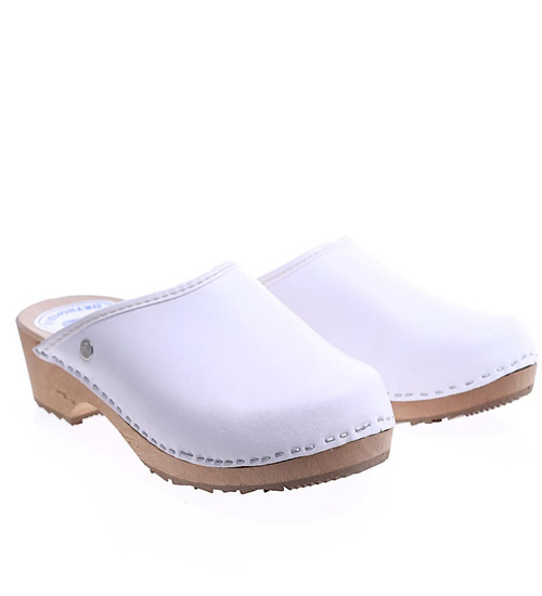 Klasyczne klapki drewniaki BIAŁE /D1-1 2199 M493/