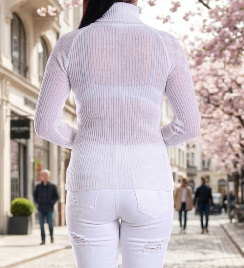 Biały golf damski /D3-1 UB309 T076/