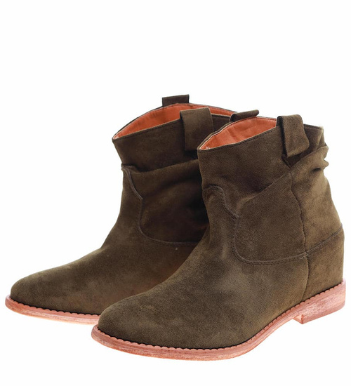 Botki damskie Lekko ocieplone Khaki /G6-2+H2 16899 T184/