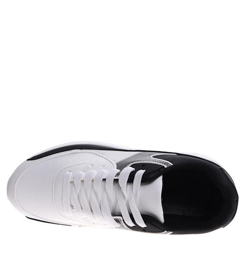 Czarno białe męskie buty sportowe /E8-1 16955 T482/