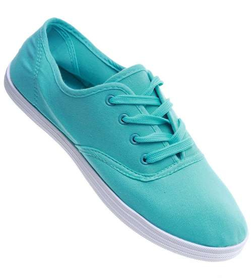 Szmaciane miętowe tenisówki damskie- nadwymiar /B2-1 14266 S044/ Szmaciane miętowe tenisówki damskie- nadwymiar /B2-1 14266 S044/