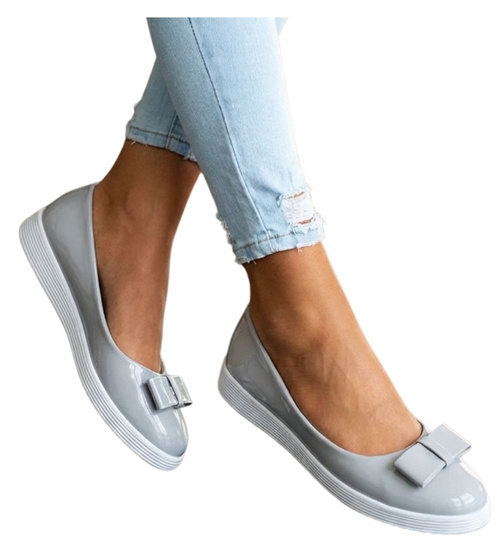 Szare balerinki damskie z kokardą /G5-3 15719 T140