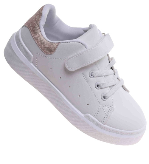 Dziecięce białe trampki na rzepy /F6-2 18116 T186/