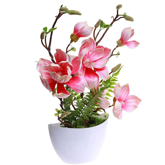 Różowa lilia w doniczce- sztuczne kwiaty Kompozycja 45 cm KOMP59 PN432