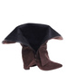 Czekoladowe kozaki boho do kolan na obcasie /F2-118586 G688/