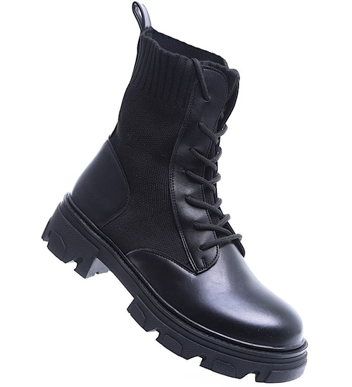 Klasyczne wsuwane czarne botki workery /B2-3 13035 T494/