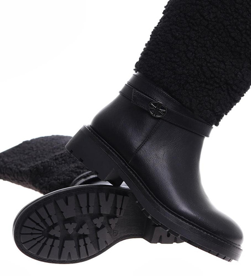 Czarne kozaki płaskie kozaki damskie /E9-1 16918 G285/