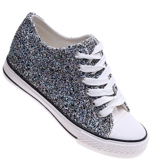 Czarne trampki sneakersy na niskim koturnie /J4-3 16613 T094/