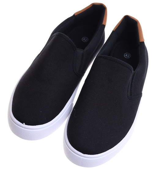 Czarno brązowe męskie trampki slip on /G5-3 17163 T284/