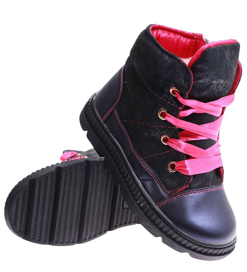 Botki trampki ocieplane granatowe dziewczęce /E7-3 16983 T198/