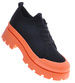 Czarno pomarańczowe trampki creepersy na platformie /F9-3 11324 T597/