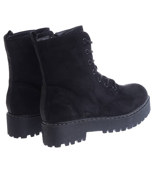 Ocieplane czarne trapery na platformie /A5-2 15021 T498/