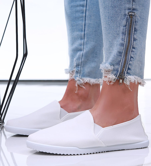 Wsuwane elastyczne tenisówki damskie Ecru /E9-2 16547 T186/