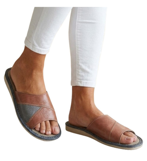 Szaro brązowe klapki domowe /G13-1 10934 S195/