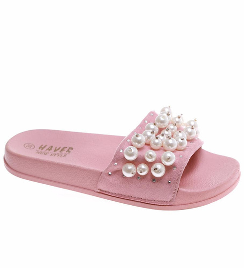 Dziewczęce różowe klapki z perełkami /E9-2 16434 T290/