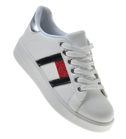 Białe trampki damskie na platformie /E7-2 9367 S490/