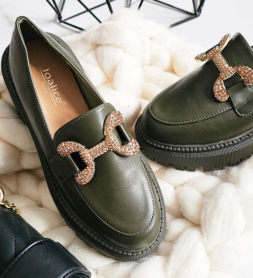 Damskie półbuty na platformie Zielone /E6-1 15488 T336/