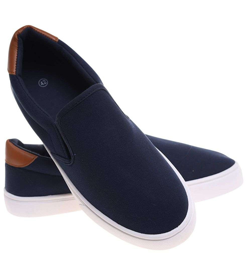 Granatowe męskie trampki slip on /C5-1 18738 T286/