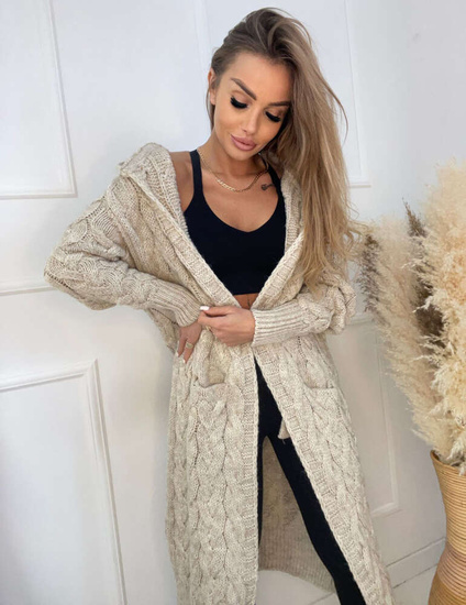 Beżowy oversizowy kardigan sweter Myluxe /H UB658 L166/