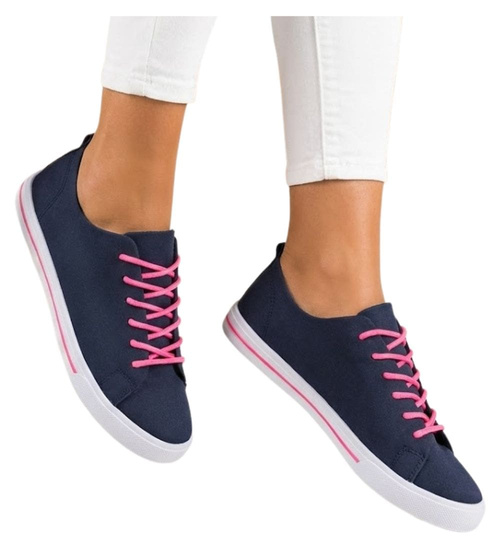 Granatowe trampki damskie /F9-3 11326 T191/