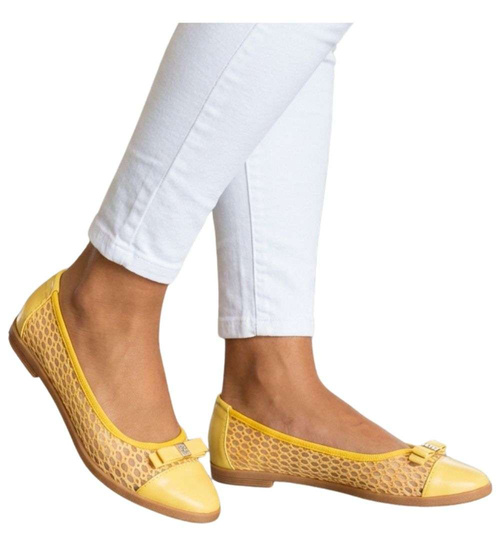 Przewiewne damskie baleriny Żółte /F10-2 10265 S098/