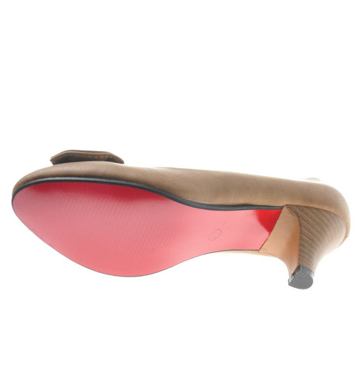 Czółenka na średnim obcasie Khaki /A4-2 8285 S120/