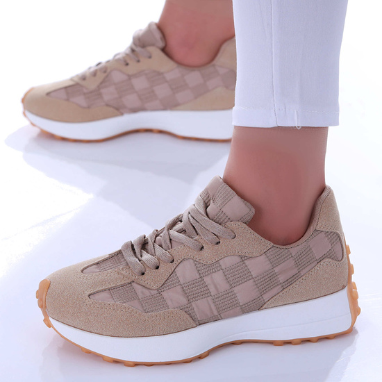 Wiązane damskie buty sportowe Khaki /D9-1 17340 T232/
