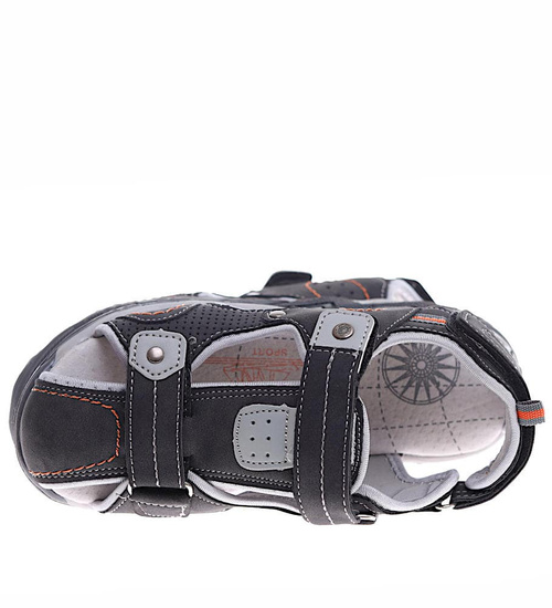 Szare chłopięce sandały na rzep /B5-3 8976 S294/