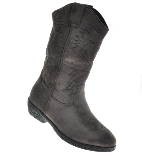 Kowbojki damskie ocieplane Szare /A1-2 10152 T296/