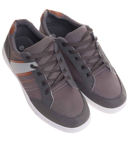 Wiązane szare trampki męskie /A5-2 17981 T236/