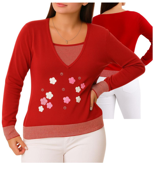 Czerwona bluzka sweter damski /H2 K20 ub991 S0/