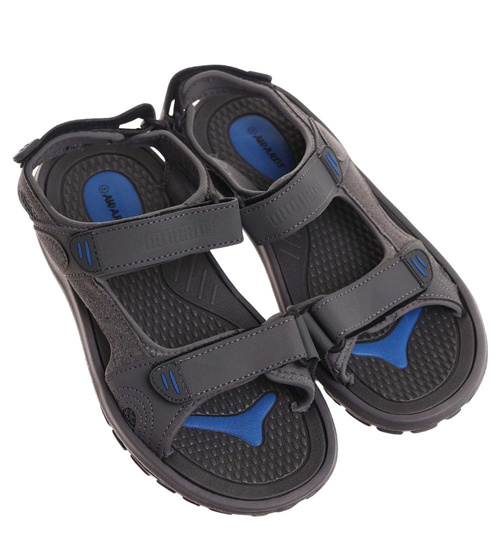 Szare lekkie sandały męskie na rzepy /A1-1 17909 T289/