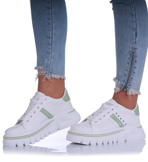 Białe trampki damskie na platformie /C1-3 13685 S247/