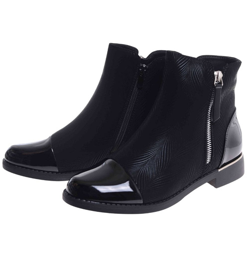 Zimowe czarne botki damskie ocieplane /D2-1 18531  W401/