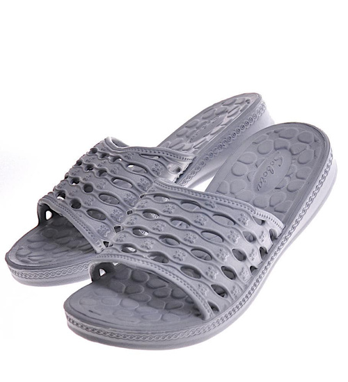 Gumowe klapki damskie basenówki Szare Kod 11705 /F7-1 D309 T190/