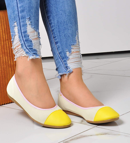 Żółte balerinki w casualowym stylu //G3-1 8392 S098/