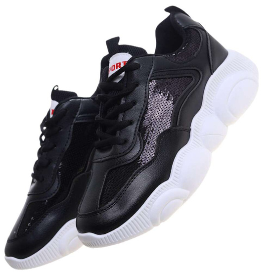 Sznurowane czarne buty sportowe /B1-3 11918 T198/