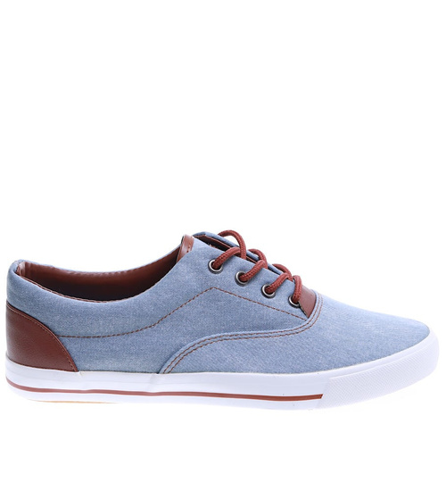 Casualowe męskie trampki z wiązaniami Blue /G2-2 3740 B S199/