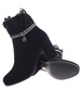 Zimowe czarne botki damskie na obcasie /G12-1 18545 W4/